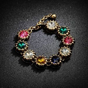 【送料無料】ブレスレット　アクセサリ&mdash;　クリスタッロロッソブルバードクラスbraccialetto dorato multicolore cristallo rosso blu verde giallo class retr｜hokushin