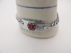 【貨物輸送無料】腕輪 付属物― ブレスレットステンレスエナメルチェーンリンク814medical alert bracelet stainless steel enamel chain links engraveable 8 14