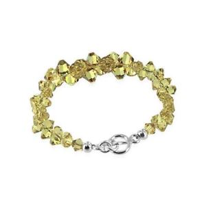 【貨物輸送無料】腕輪 付属物― スターリングシルバースワロフスキーエレメントブレスレットインチsterling silver swarovski elements yellow crystal bracelet 75 inch