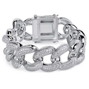 【送料無料】ブレスレット　アクセサリ―　ｋホワイトゴールドマイアミリンクブレスレット18k white gold fully iced out miami link micropave men heavy bracelet 28mm 22,052円