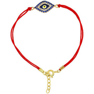 【送料無料】ブレスレット　アクセサリ―　レッドシルクブレスレットred silk bracelet w sterling silver jeweled evil eye cz charm