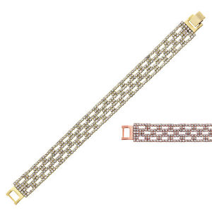 【送料無料】ブレスレット　アクセサリ―　ゴールドローズゴールドメッキボックスパターンブレスレット14k gold or rose gold plated 14 mm box pattern crystal bracelet