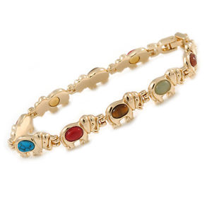 【送料無料】ブレスレット　アクセサリ―　jemブレスレット 18cmplated alloy metal jem stones elephant ladies magnetic bracelet 18cm long