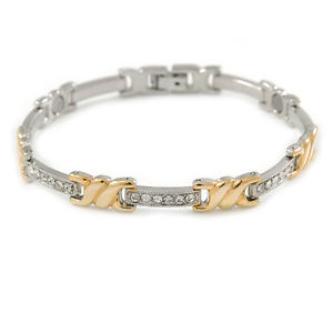 【送料無料】ブレスレット　アクセサリ―　レディースブレスレットplated alloy metal clear crystal ladies magnetic bracelet 19cm l large