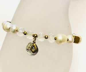 【送料無料】ブレスレット　アクセサリ―　ダウンアースストレッチブレスレットパールスターリングシルバーsilpada down to earth stretch bracelet pearl brass sterling silver b3168