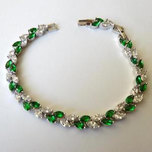 【送料無料】ブレスレット　アクセサリ&mdash;　テニスブレスレットシルバーエメラルドホワイトwomens tennis bracelet silver tone emeralds white cz 807 689 in 332 aa｜hokushin