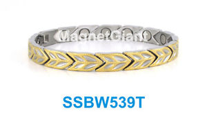 【送料無料】ブレスレット　アクセサリ―　シルバーゴールドステンレススチールリンクブレスレットsilver and gold arrow women magnetic stainless steel 316l link bracelet ssbw539t