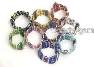 【送料無料】ブレスレット　アクセサリ―　マルチカラーヘマタイトブレスレットwhole 10x multicolor cloisonne amp; hematite magnetic bracelet for women 28