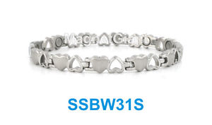 【送料無料】ブレスレット　アクセサリ―　オープンクローズステンレススチールリンクブレスレットsilver open and close heart women magnetic stainless steel link bracelet