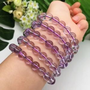 【送料無料】ブレスレット　アクセサリ―　アメジストラウンドビーズブレスレットnatural purple amethyst quartz crystal round beads bracelet 95mm