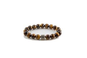 【送料無料】ブレスレット　アクセサリ―　タイガーアイブレスレットスターリングシルバーロゴビーズカスタムtiger eye gemstone bracelet large 10mm with sterling silver logo bead custom