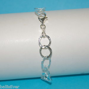 【送料無料】ブレスレット　アクセサリ―　スターリングシルバーフラットチェーンブレスレットサイズ925 sterling silver 10mm round flat hammered chain bracelet made to your size
