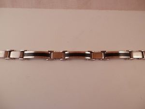 【送料無料】ブレスレット　アクセサリ&mdash;　メンズステンレススチールシルバーブラックブレスレットトーン｜hokushin