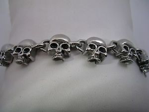【送料無料】ブレスレット　アクセサリ&mdash;　skull head bracelet in stainless steel comes in8128712 and 7skull head bracelet in stainless steel comes in 8 12, 8, 7 1｜hokushin