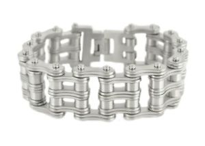 【送料無料】ブレスレット　アクセサリ―　ワイドダブルローラーステンレススチールオートバイバイクチャイsk1842 1 wide brushed finish double roller stainless steel motorcycle bike chai