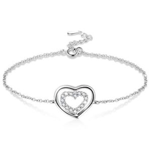 【送料無料】ブレスレット　アクセサリ―　5x925スターリングc5t2ダブルブレスレット5x925 sterling silver love double ring adjustable bracelet for women c5t2