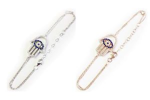 【送料無料】ブレスレット　アクセサリ―　ブレスレットレディースファッションジュエリーsterling silver hamsa evil eye bracelet womens fashion jewelry protection 9070