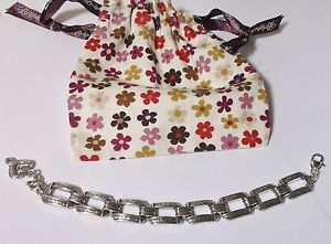 【送料無料】ブレスレット　アクセサリ―　ブライトンリンクスクロールハートチャームブレスレットポーチbrighton silver plated rectangular link scrollheart charm bracelet nwot pouch
