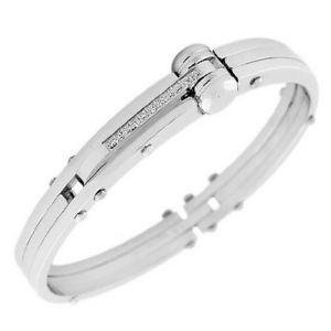 【送料無料】ブレスレット　アクセサリ―　ステンレススチールクラスプメンズブレスレットstainless steel silvertone white crystals cz handcuff mens bracelet with clasp