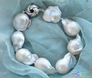 【送料無料】ブレスレット　アクセサリ―　ホワイトバロックパールブレスレットp4092 8 20mm white baroque keshi reborn pearl bracelet