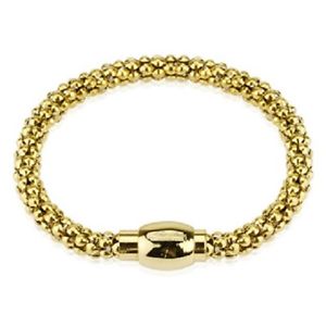 【送料無料】ブレスレット　アクセサリ―　バブルスナップキャップチェーンリンクブレスレットgold hollow bubble chain link bracelet with magnetic snap closure