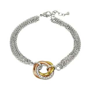 【送料無料】ブレスレット　アクセサリ―　トーンブレスレットalexa clear crystal three tone bracelet