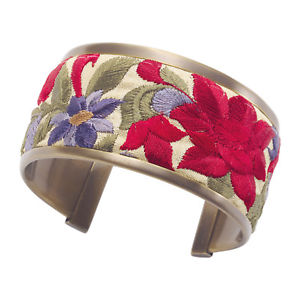 【送料無料】ブレスレット　アクセサリ―　フロリアーナリボントリムカフブレスレットワイドfloriana womens embroidered ribbon trim cuff bracelet 1 38 wide floral brass