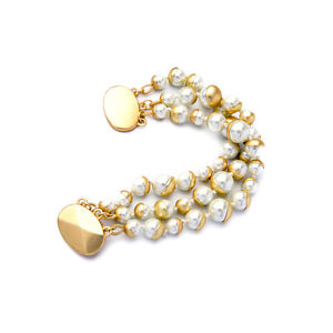 【送料無料】ブレスレット　アクセサリ―　マルチペルラスbraccialetto dorato multi tre collana perla magnetico retr class matrimonio ct