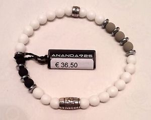 【送料無料】ブレスレット アクセサリ― ananda 925mis lブレスレットananda 925 stretchy bracelet with natural stone and silver white agate mis l