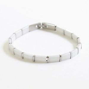 【送料無料】ブレスレット　アクセサリ―　シックブレスレットアクセサリーmodern chic white ceramic silver surgical steel bracelet fashion accessory gift 21,754円