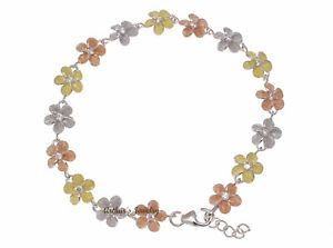 【送料無料】ブレスレット　アクセサリ―　スターリングシルバーハワイプルメリアブレスレット925 sterling silver tricolor hawaiian plumeria flower bracelet 10mm 7
