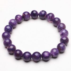 【送料無料】ブレスレット　アクセサリ―　クリスタルビーズブレスレットストレッチ93mm natural purple charoite crystal gemstone stretch beads bracelet zlbb033