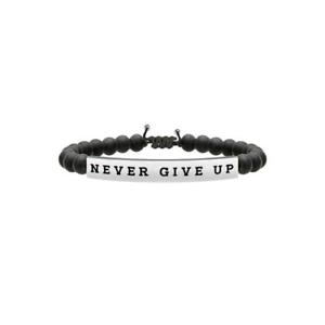 クラシックブレスレット　アクセサリ―　メンズブレスレットスチールオニキスyoung adult mens bracelets steel and onyx philosophy never give up 731210