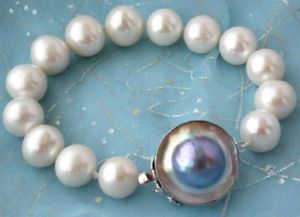 【送料無料】ブレスレット　アクセサリ―　ラウンドホワイトパールブレスレットシルバーマベz2338 8 14mm round white freshwater pearl bracelet silver mabe 21,158円