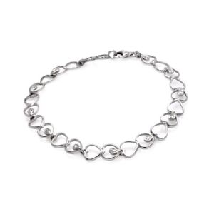 【貨物輸送無料】腕輪 付属品― スターリングシルバーハートオープンテニスブレスレットsterling silver open heart cz stones tennis bracelet