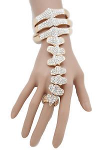 【送料無料】ブレスレット　アクセサリ―　スパインゴールドブレスレットスレーブリングボーンスケルトンwomen spine gold bling bracelet metal hand chain slave ring bones skeleton goth