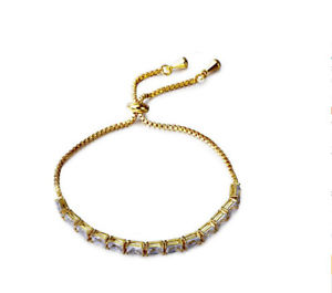 【送料無料】ブレスレット　アクセサリ&mdash;　キラキリアホワイトジルコンテニスアジャスタブルブレスレットsparkling clear white zircon tennis adjustable bracelet gold plated women gift｜hokushin