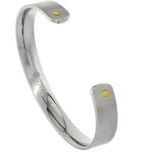 【送料無料】ブレスレット　アクセサリ―　ブレスレットgoldマット12mmチタン12mm titanium flat rigid bracelet gold end point, matte finish