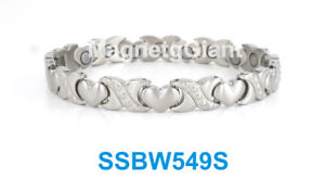 【送料無料】ブレスレット　アクセサリ―　ステンレスリンクsilver women heart magnetic stainless steel link bracelet