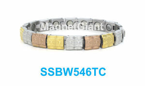 【貨物輸送無料】腕輪 付属品― シルバーステンレスリンクssbw546tcgold silver and copper women magnetic stainless steel link bracelet ssbw546tc