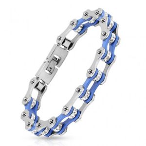 【貨物輸送無料】腕輪 付属品― ブレスレットステンレススチールチェーンオートバイman bracelet stainless steel chain motorcycle blue
