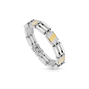 【貨物輸送無料】腕輪 付属品― man bracelet steel stripe golden
