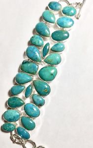 【送料無料】ブレスレット　アクセサリ―　striking colorマラカイトグリーン925ブレスレット78striking color chrysocolla gemstone handmade 925 silver bracelet 78