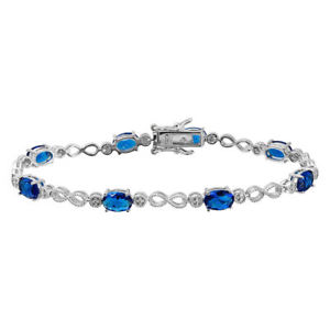 【貨物輸送無料】腕輪 付属品― スターリングシルバーホワイトリンクテニスブレスレットsterling silver oval blue amp; white cz stones infinity links tennis bracelet