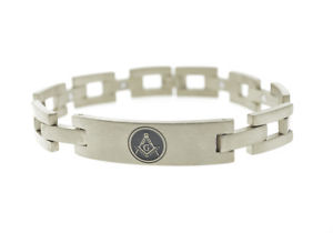 【送料無料】ブレスレット　アクセサリ―　ブレスレットシルバーカラーステンレススチールスクエアリンクブレスレットfreemason bracelet silver color stainless steel square link bracelet