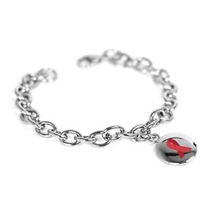 【送料無料】ブレスレット　アクセサリ―　myiddrレッドブレスレット oリンクmyiddr custom engraved red awareness charm bracelet steel olink