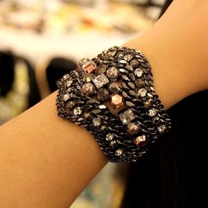 【貨物輸送無料】腕輪 付属品― ブレスレットブラッククリスタルチェーン