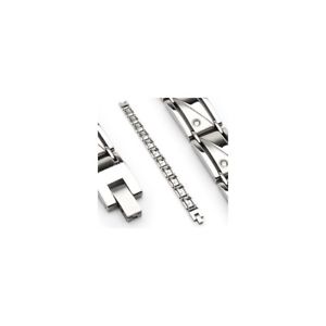 【送料無料】ブレスレット　アクセサリ―　ステンレススチールブレスレットクリアstainless steel bracelet clear gems