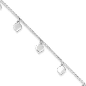 【送料無料】ブレスレット　アクセサリ―　スターリングシルバーケーブルチェーンブレスレット925 sterling silver cable chain smooth heart charm ankle bracelet