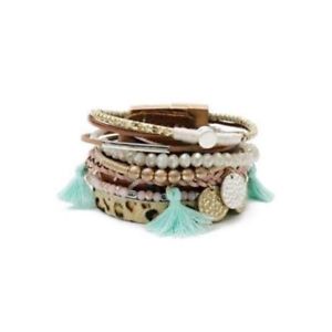 【送料無料】ブレスレット　アクセサリ―　デザインマルチカラービーズブレスレットplunder design multicolored beads wleopard amp; leather magnetic bracelet frankie